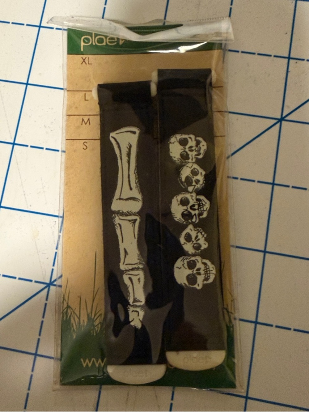 PLAE Black Kids shoe tabs with Glow in the Dark Skull & Bone Graphics New